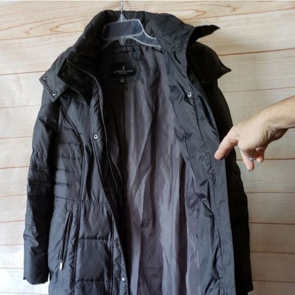 London Fog Feather Down Quilted Hooded Coat Lined Thick Winter Women's Small - Picture 3 of 9